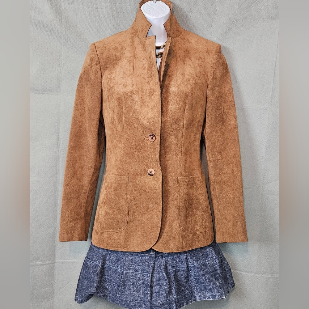 Vintage Ultra Suede RUST Brown Tailored Jacket - Picture 2 of 15